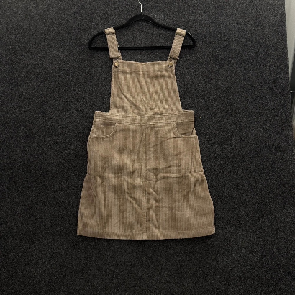 Fashion On Earth Tan Corduroy Skirt Overalls Pinafore Dress Womens Medium Beige